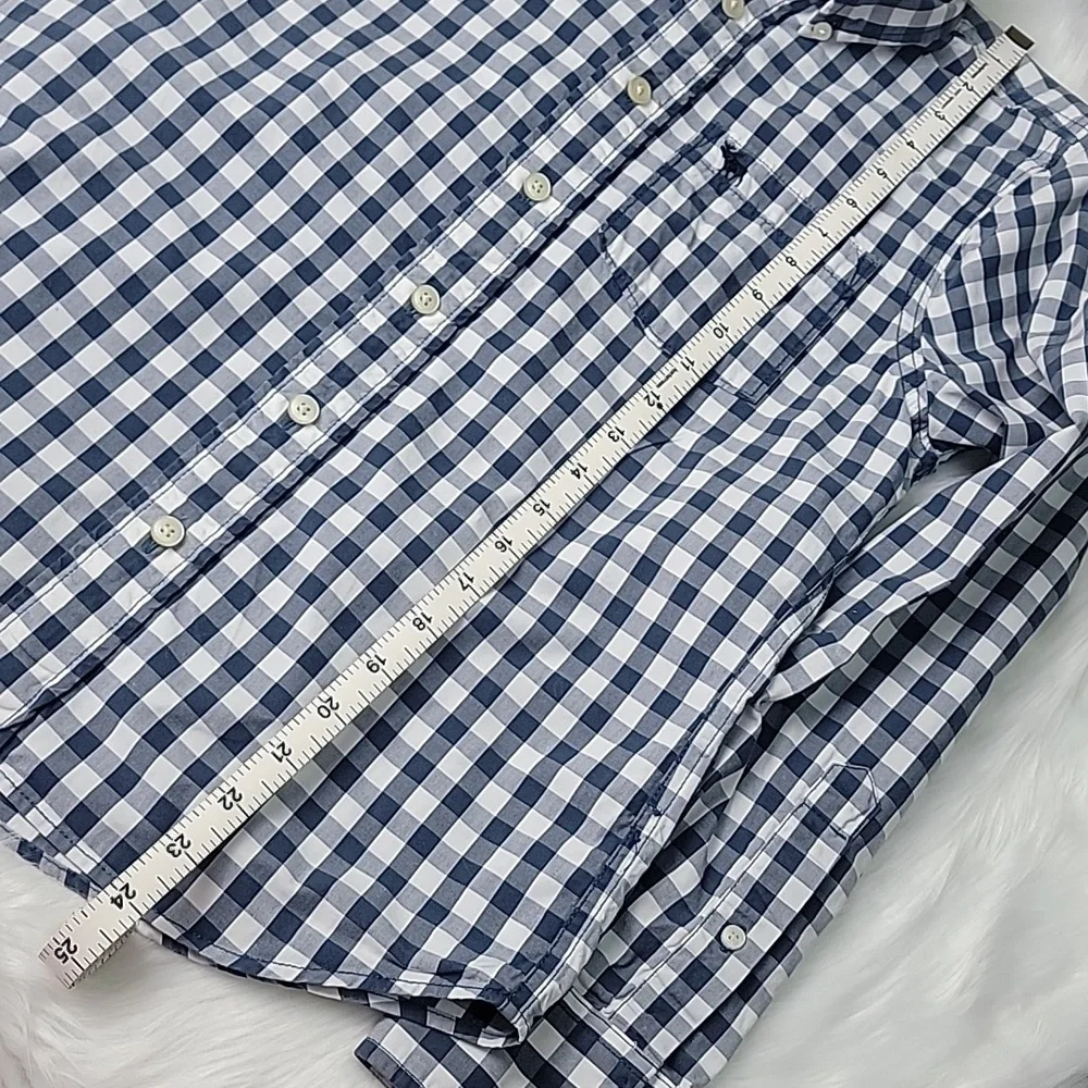 ABERCROMBIE Blue White‎ Gingham Muscle Fit Y2K Casual Preppy Button Down Shirt L